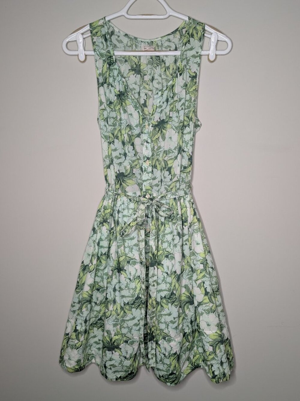 Gap Green Floral 100% Cotton Button down Sleeveless Dress Size 6